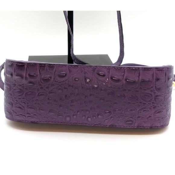 Firenze Italy Purple Leather Croc Embossed Long Strap/Short Strap Shoulder Bag - Picture 7 of 16